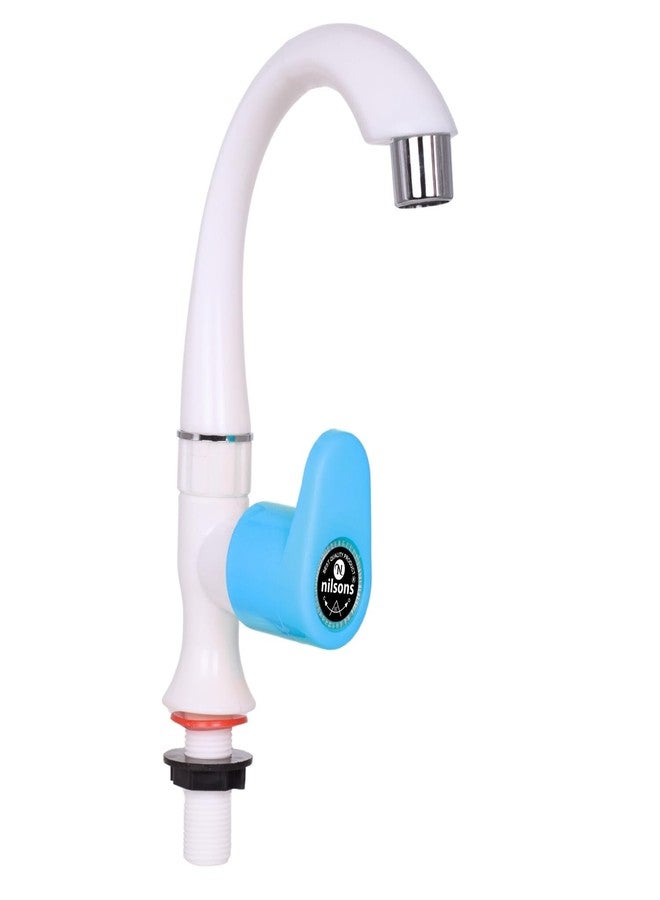 nilsons صنبور نيلسونز رويال بلو ذو رقبة البجعة | صنبور مياه بلاستيكي يُثبت على سطح الحوض، مناسب لأحواض الغسيل، وأحواض المطبخ، والحمامات | مانع للتسرب | مقاوم للصدأ | هيكل متين غير قابل للكسر | مناسب لأنابيب ½ بوصة | مقبض ذراع عصري - Image 1